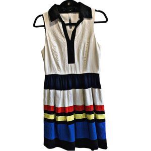 Kensie Linen Striped A-Line Midi Dress